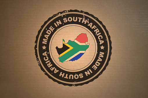 Illustration of South Africa waving fabric flag