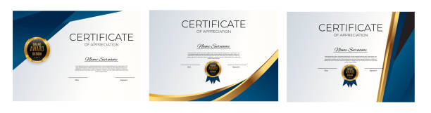 сертификат шаблона достижения набор фоновой коллекции. награда диплом дизайн пустой. иллюстрация вектора - certificate frame award gold stock illustrations