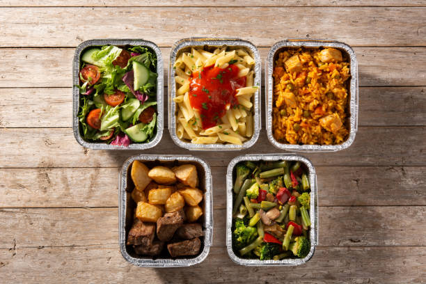 istock Take away healthy food in foil boxes 1317759172