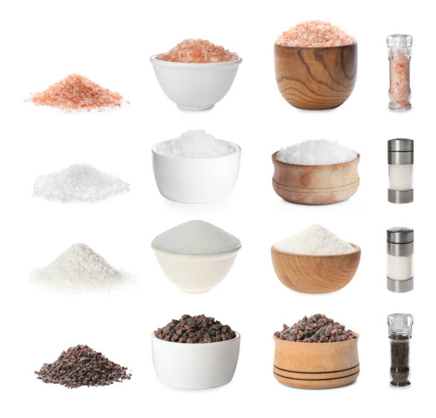istock Set with different kinds of salt on white background 1317759646