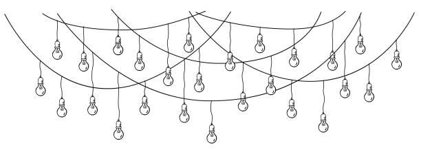 聖誕新年婚禮慶典晚會掛串燈裝飾花環，矢量插圖喜慶圖 - 燈串 插圖 幅插畫檔、美工圖案、卡通及圖標