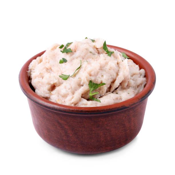 istock Delicious lard spread in bowl isolated on white 1317760403