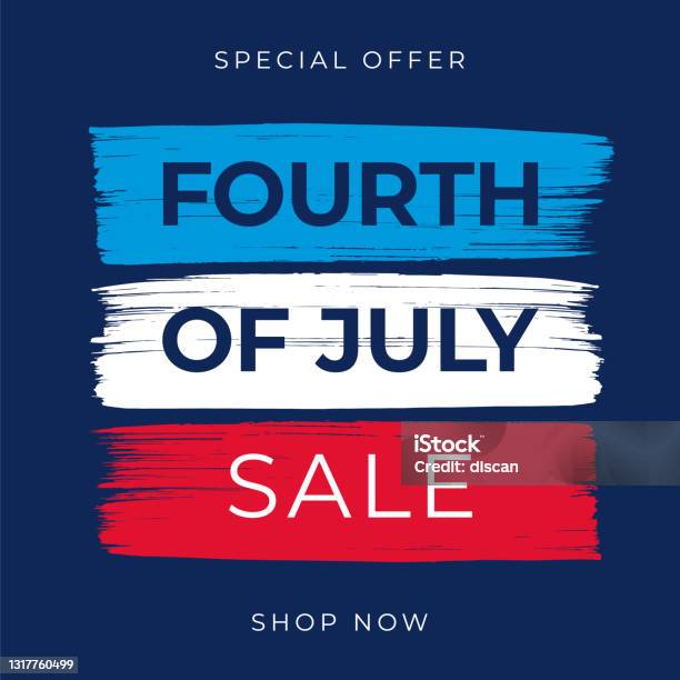 Fourth Of July Sale Design With Brushes Stock Illustration - Download Image Now - Fourth of July, Sale, Mail