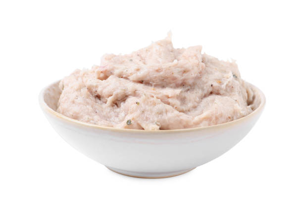 istock Delicious lard spread in bowl on white background 1317761940