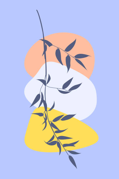 istock Minimalist branch of tree and shapes. Boho vector illustartion 1317762370