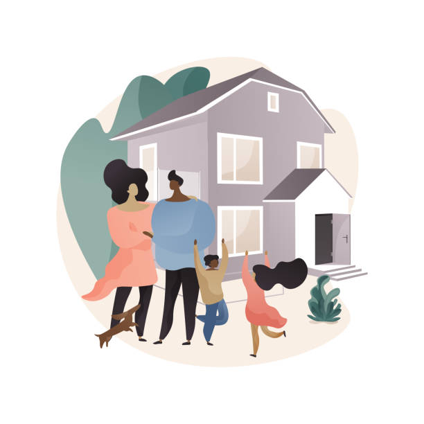 Family house abstract concept vector illustration. Family house abstract concept vector illustration. Single-family detached home, family house, single dwelling unit, townhouse, private residence, mortgage loan, down payment abstract metaphor. home ownership stock illustrations