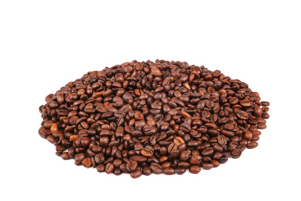 istock Grains of roasted coffee on white background. 1317766732