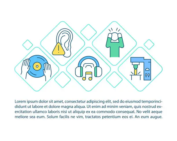 Vector illustration of Hearing protection concept line icons with text