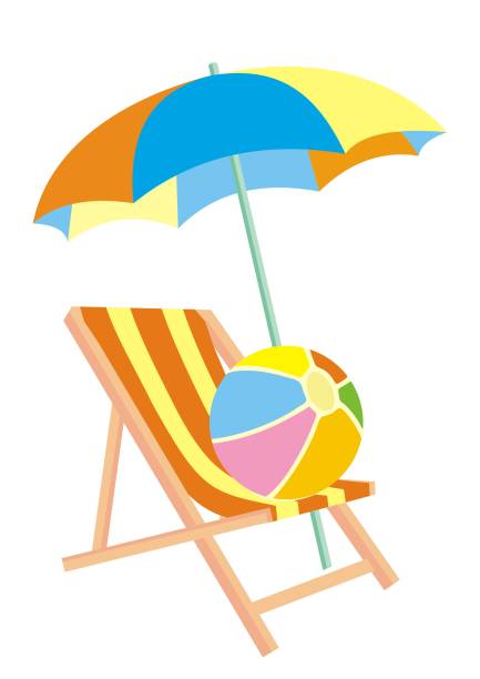 ilustrações de stock, clip art, desenhos animados e ícones de beach umbrella, lounger and beach ball, eps. - beach ball summer ball isolated
