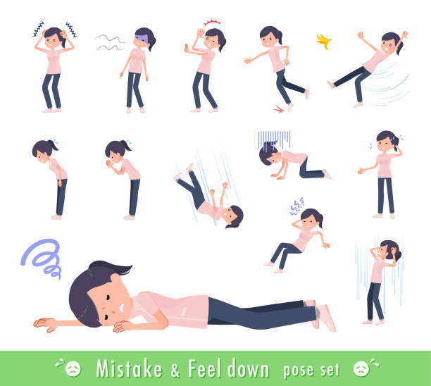 flat type medical staff woman_Mistake A set of Medical staff women expressing failure and depression.It's vector art so easy to edit. impatient woman stock illustrations