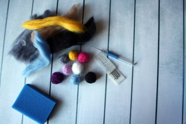 istock Beads made of felted wool. Needlework at home. 1317768921