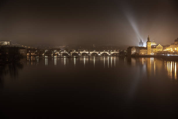 République Tchèque, Czeck Republic , city by night, long exposure, old town and river