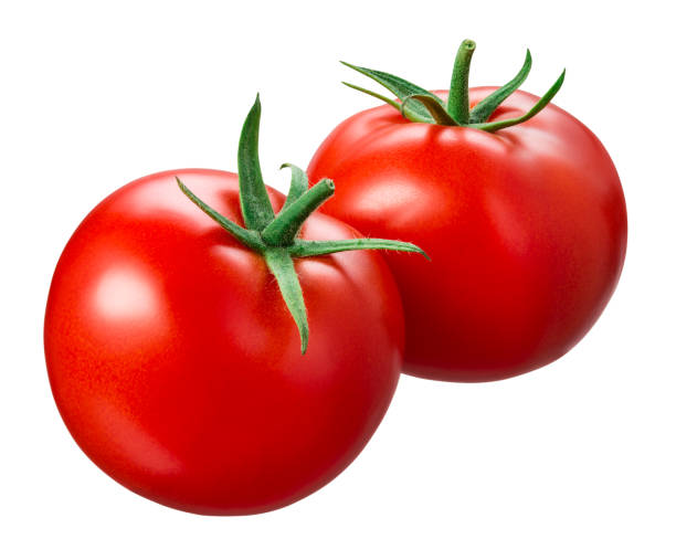 istock Tomato isolated. Tomatoes on white background. Two tomatoes with clipping path. Full depth of field. 1317769844