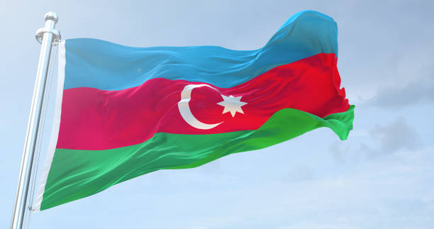 aserbaidschanische flagge - azerbaijan flag stock-fotos und bilder