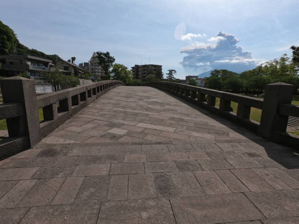 The old stone bridge in Ishibashi park stock photo