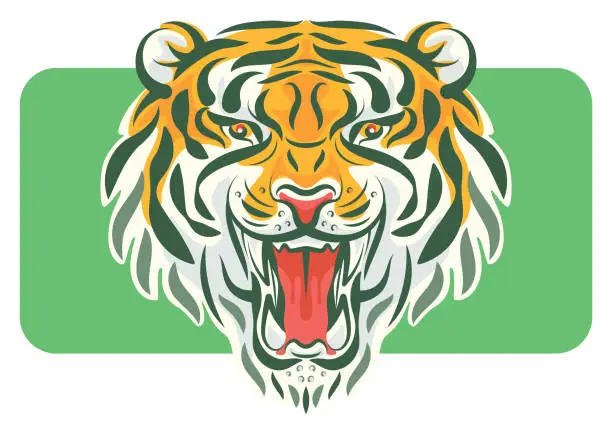 Vector illustration of roaring tiger mascot