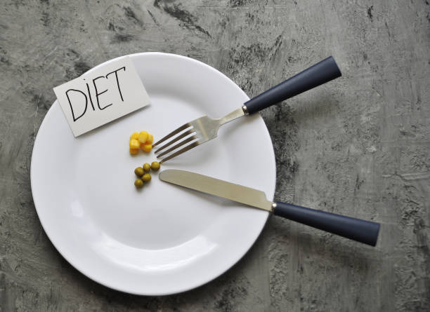 istock Conceptual image of diet theme. Plate with some food. 1317780461