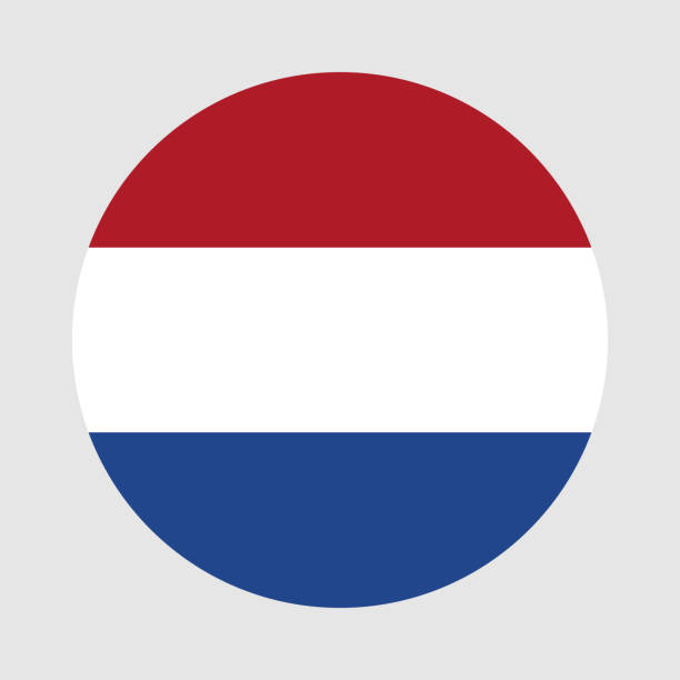 okrągła flaga kraju niderlandów. flaga holandii z przyciskiem lub plakietką. - usa netherlands stock illustrations