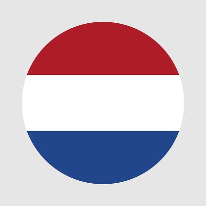 Round flag of Netherlands country. Netherlands flag with button or badge
