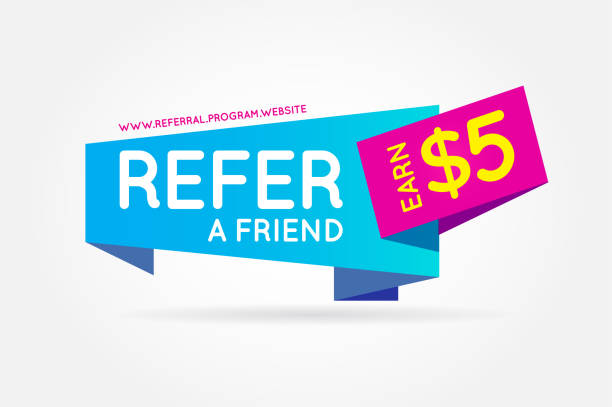 Refer a friend colorful banner or poster. Referral Campaign. Refer and Earn Money. Affiliate Program. Vector. Refer a friend colorful banner or poster. Referral Campaign. Refer and Earn Money. Affiliate Program. Vector. contributor stock illustrations