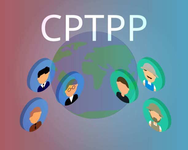 cptpp 또는 이점을 얻는 사람들의 환태평양 경제 동반자 협정에 대한 포괄적이고 점진적인 협정 - 환태평양경제동반자협정 stock illustrations