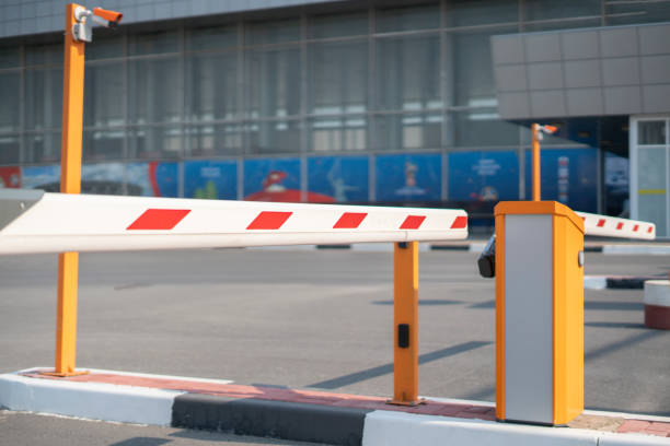istock road car gate barrier, safety entrance pass 1317785440
