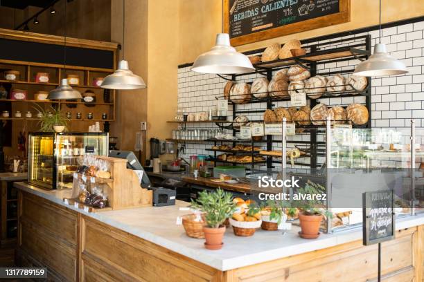 Interior Of A Local Coffee Shop Stock Photo - Download Image Now - Bakery, Cafe, Store