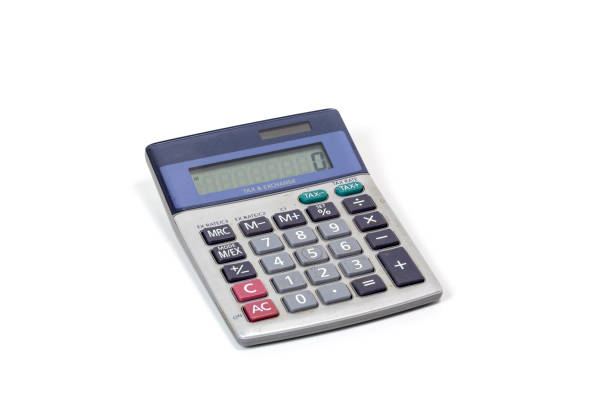 istock Solar Powered Calculator on a white background. Dirty and well used. 1317795479