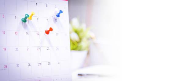 istock Calendar Event Planner is busy. calendar, clock to set timetable organize schedule ,planning for business meeting or travel planning concept. 1317795657