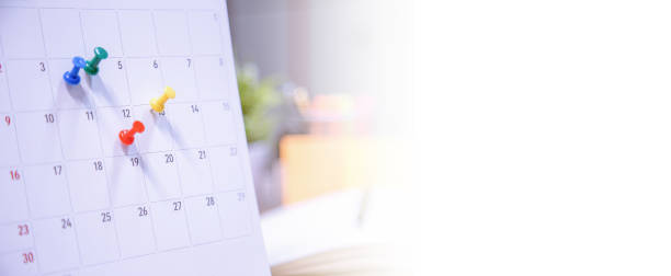 istock Calendar Event Planner is busy. calendar, clock to set timetable organize schedule ,planning for business meeting or travel planning concept. 1317795717