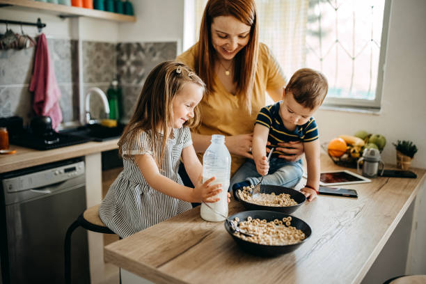 istock Happy family having breakfast 1317796561