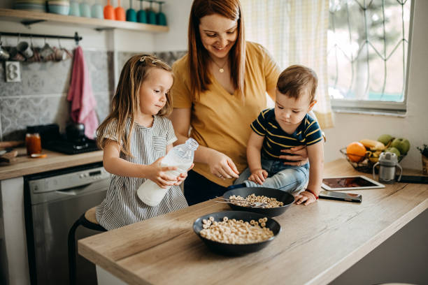 istock Happy family having breakfast 1317796657