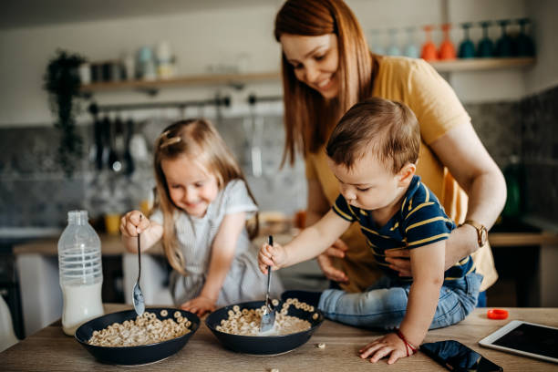 istock Happy family having breakfast 1317796833