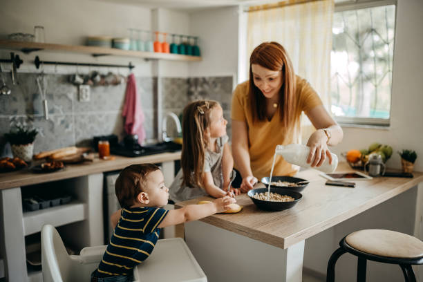 istock Happy family having breakfast 1317796958
