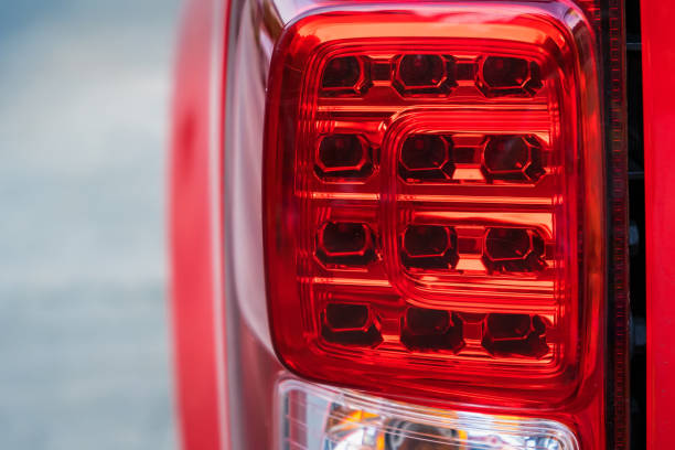 istock Close up Back view red tail lights of red pick-up 1317800203
