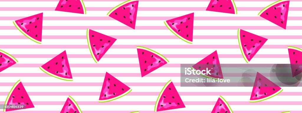 Watermelon Pink Color Pattern Watermelon Pattern Design With Pink Striped Geometric Background Stock ...