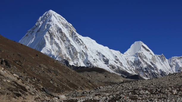 Azure blue sky over mount Pumori
