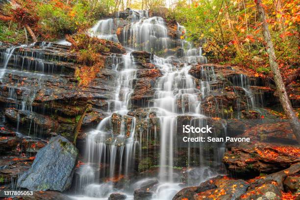 Issaqueena Falls During Autumn Season In Walhalla South Carolina Stock Photo - Download Image Now