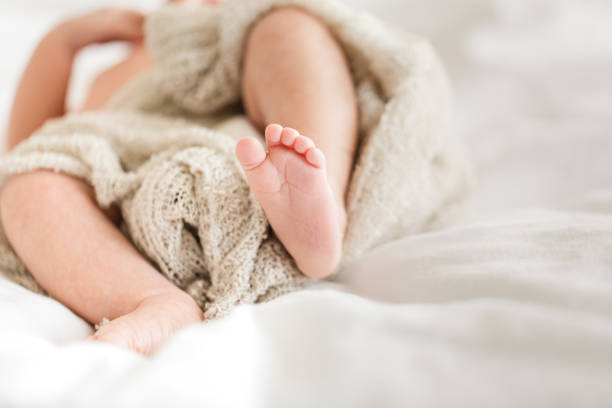 istock Newborn Baby Feet & Legs with a White Background 1317805310