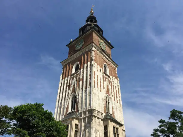 Photo of Town Hall Tower in Kraków, Poland is one of the main focal points of the Main Market Square in the Old Town district of Kraków. The Tower is the only remaining part of the old Kraków Town Hall demolished in 1820.