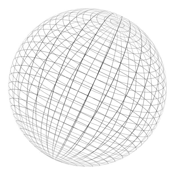 ilustrações de stock, clip art, desenhos animados e ícones de line wired graph sphere globe symbol - striped mesh abstract wire frame