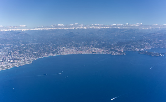 Baie des Anges and the les Alpes Maritimes