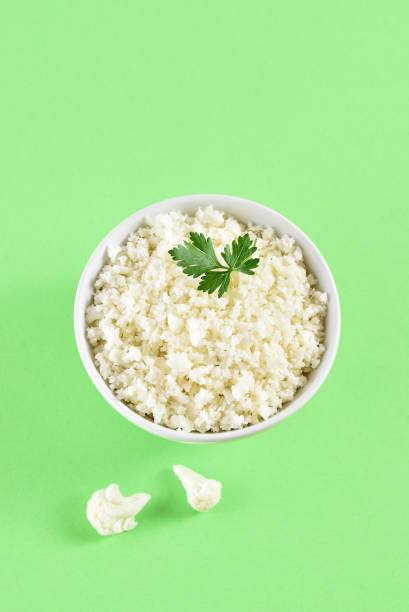 Cauliflower rice in a bowl