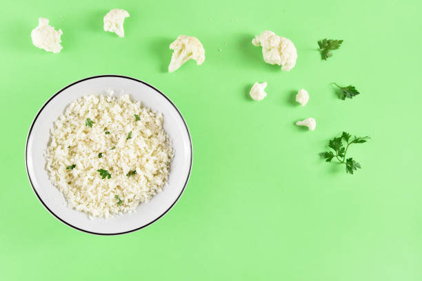 Cauliflower rice in a bowl