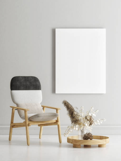 istock Empty white canvas on the gray wall, living room concept with home decoration. 1317820947