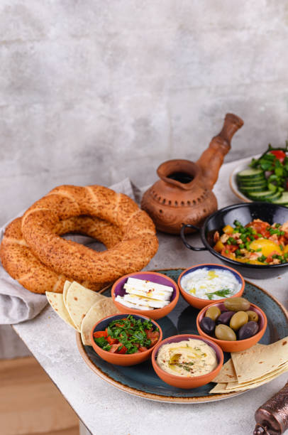 istock Traditional Turkish breakfast with meze and simit 1317821458