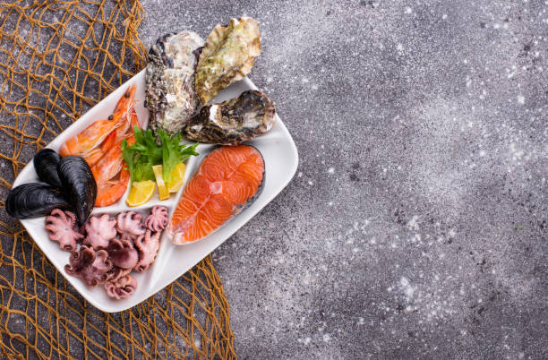 istock Set of various seafood in plate 1317822023