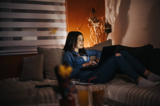 istock Woman working overnight at home 1317822848