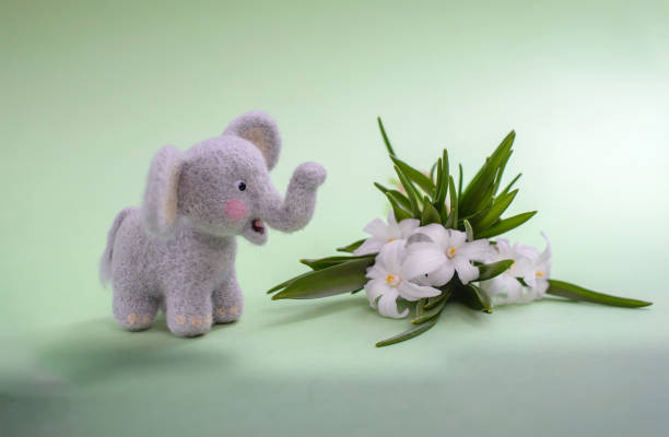 istock Cute woolly toy elephant. Dry felting. 1317826667