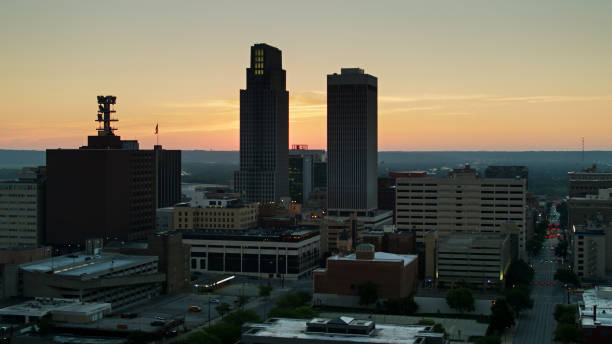 istock Drone View Over Downtown Omaha at Sunrise 1317827589